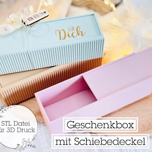 Digitale STL Datei Box mit Schiebedeckel länglich Gr. S 3D Druck| verschiedene Designs | Geschenkbox | Weihnachten |Dose |Geschenkverpackung