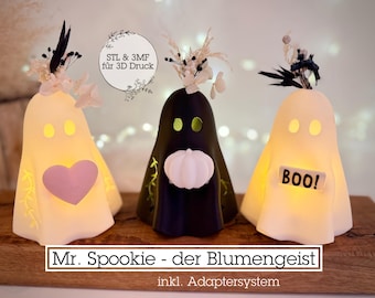 Digital STL file of Mr. Spookie with adapter system for lighting | Autumn | Halloween | Garden