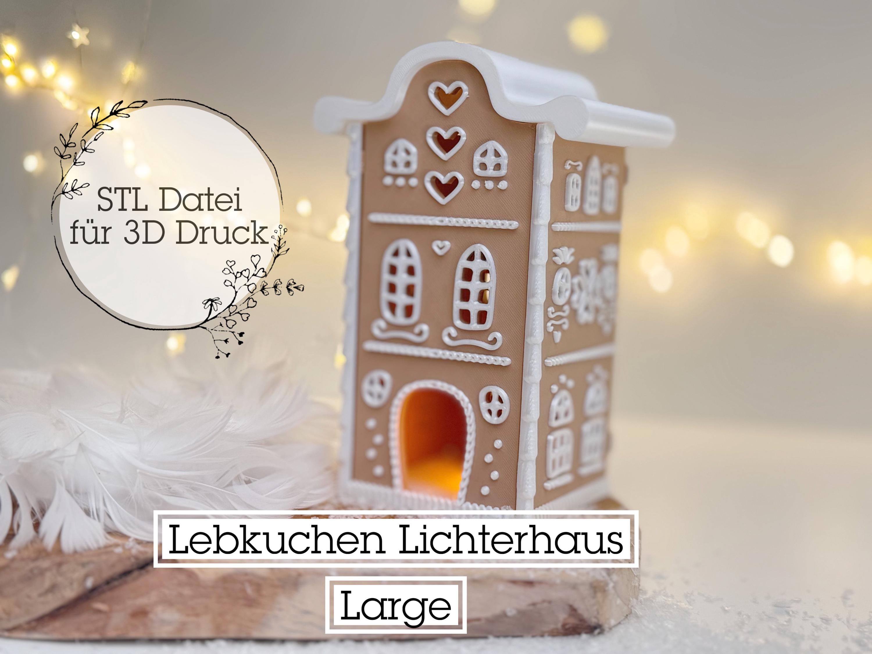 Digital STL file Gingerbread House Large | Decoration | Light House | Christmas