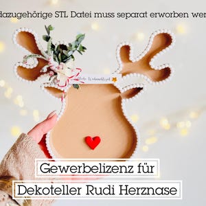 Commerciële licentie voor STL-vijlplaat Rudi met hartneus | 3D-printen