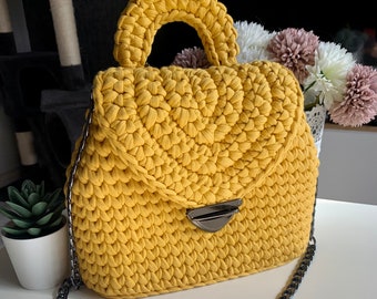 Crochet bag / crochet yellow handbag / crochet shoulder bag / yellow bag / crochet bag