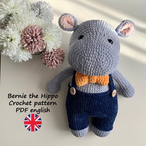 Crochet PATTERN hippo / amigurumi hippo / crochet animals / plush toy / amigurumi crochet pattern / animal tutorial / Bernie the Hippo