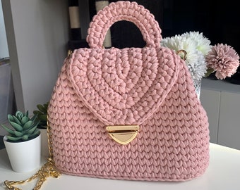 Sac à main rose au crochet / sac à main élégant / sac fait main