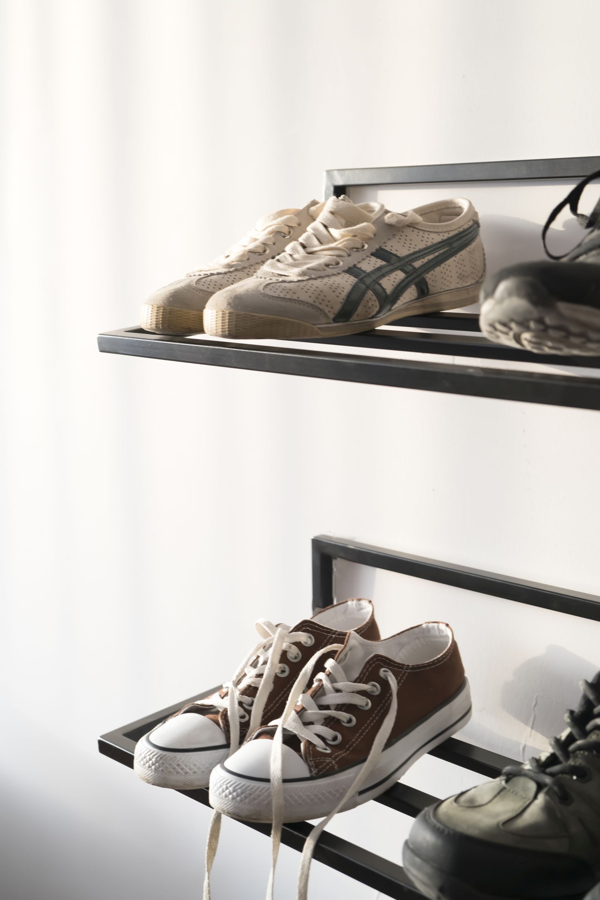 Wall Mount Metal Shoe Rack, Entryway Organization for Shoes