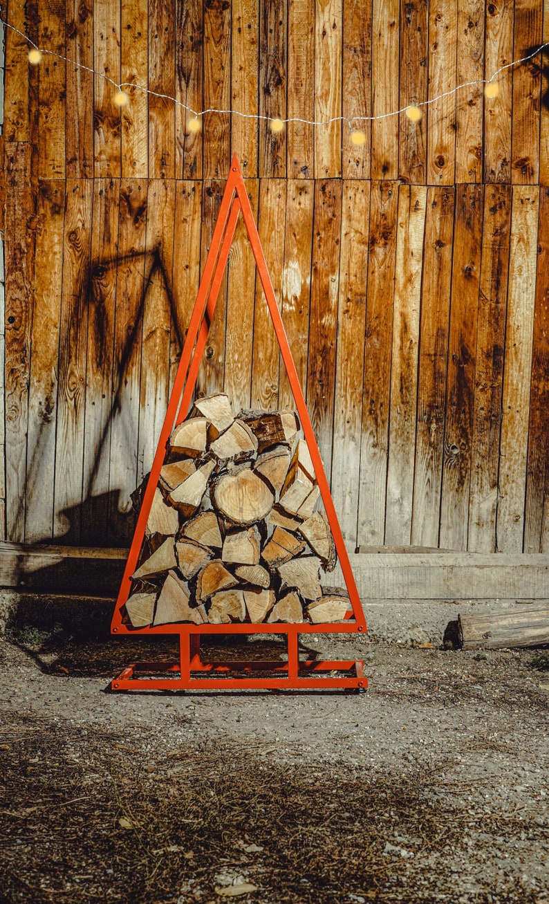 Firewood Rack Metal Christmas Tree Log Holder Firewood Etsy