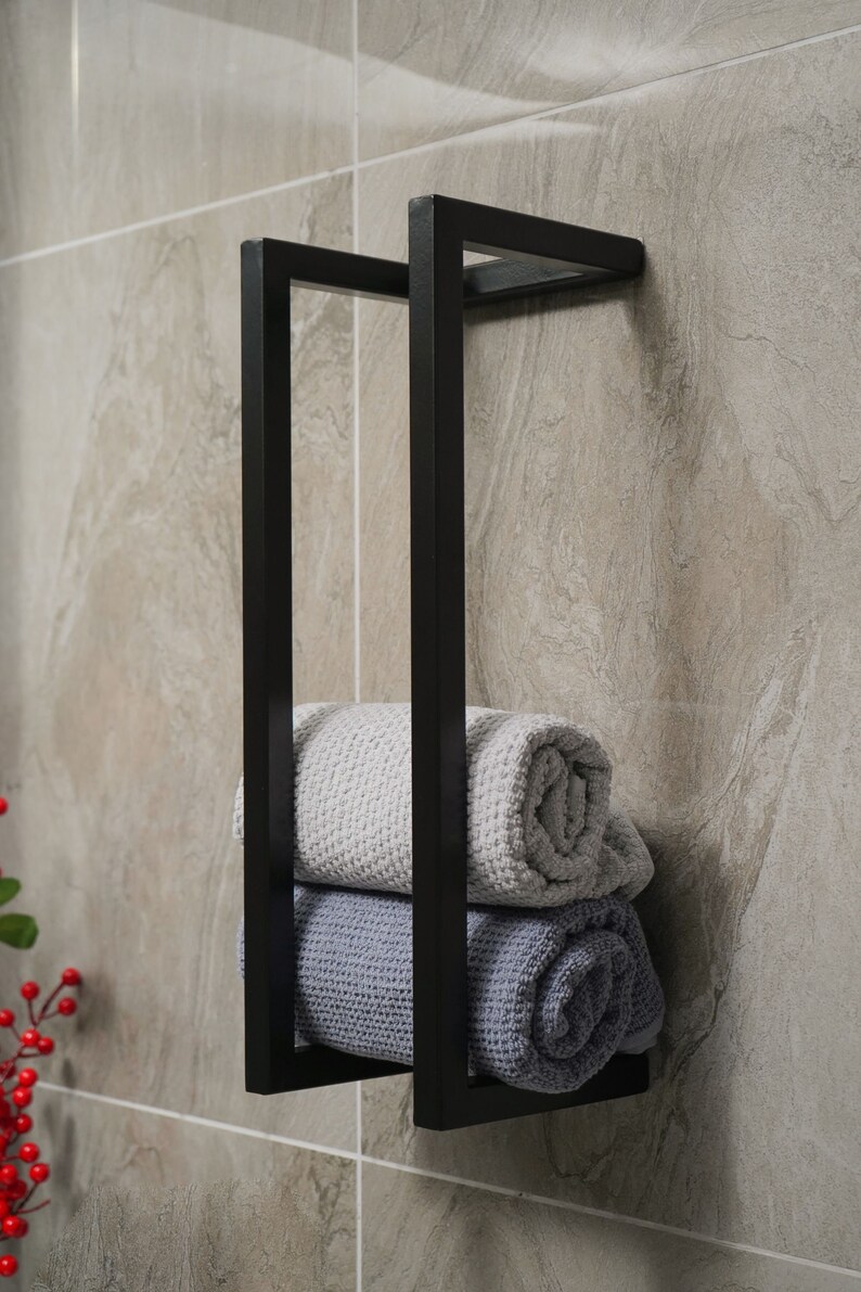 Metal Vertical Wall Mounted Towel Holder Modern Floating Etsy
