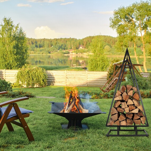 Firewood Rack Metal Christmas Tree Log Holder Firewood - Etsy
