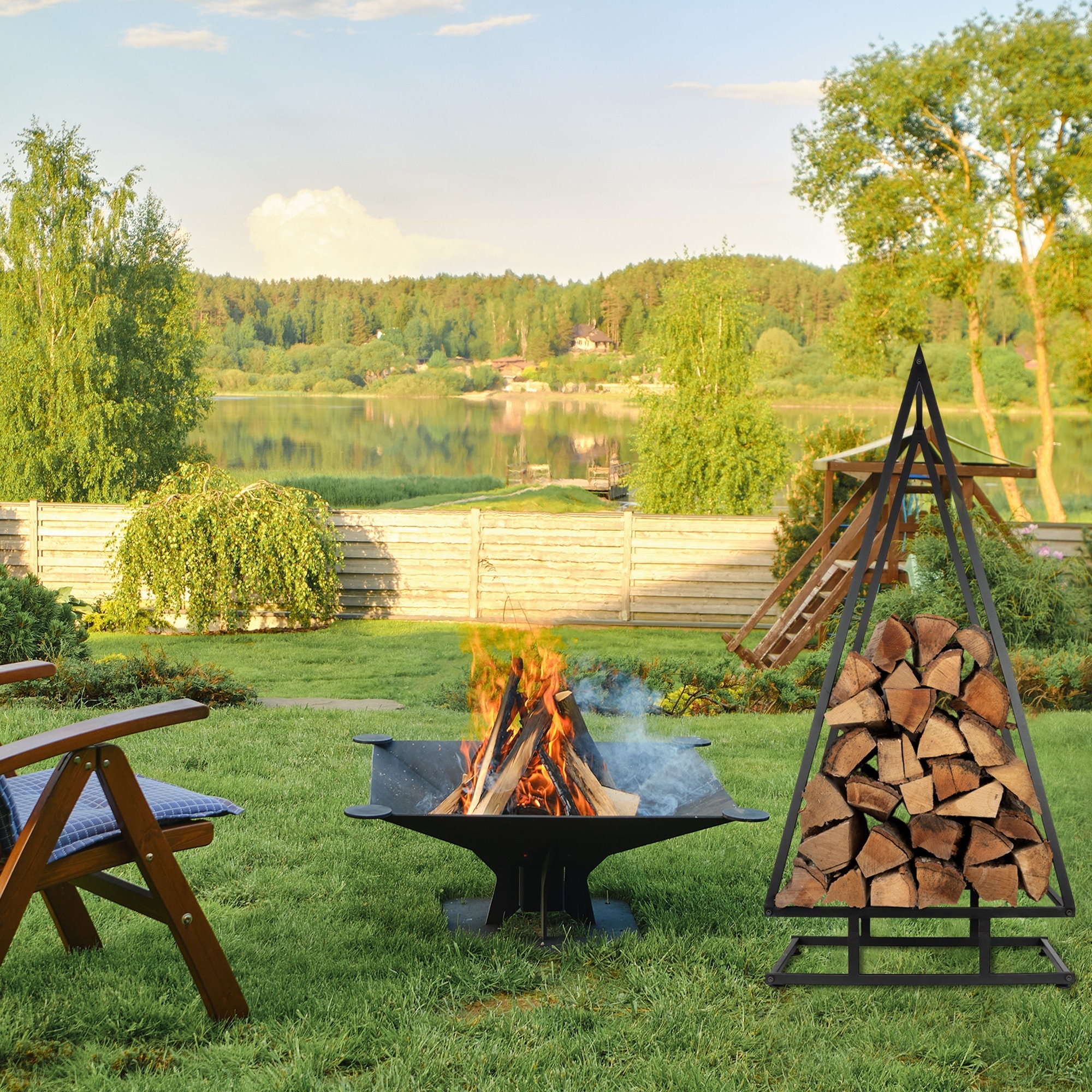 Firewood Rack Metal Christmas Tree Log Holder Firewood - Etsy
