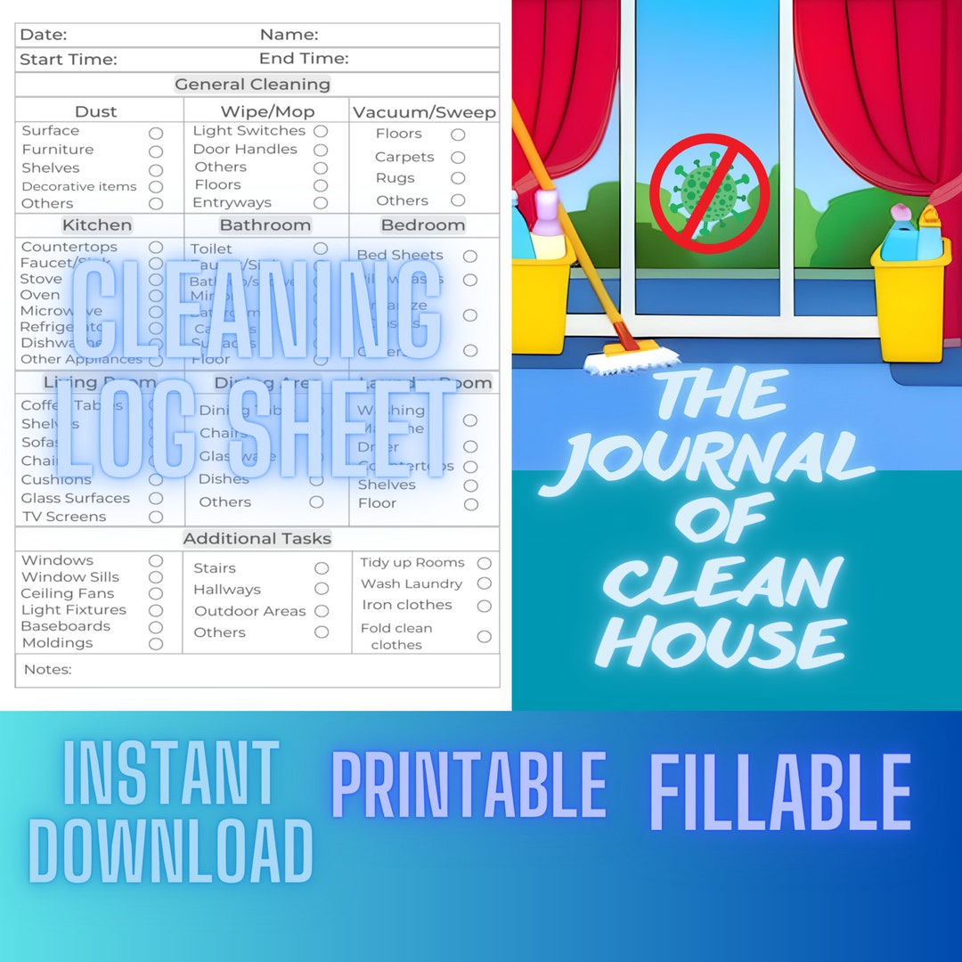 Digital Fillable and Printable Cleaning Log Sheetcleaning - Etsy