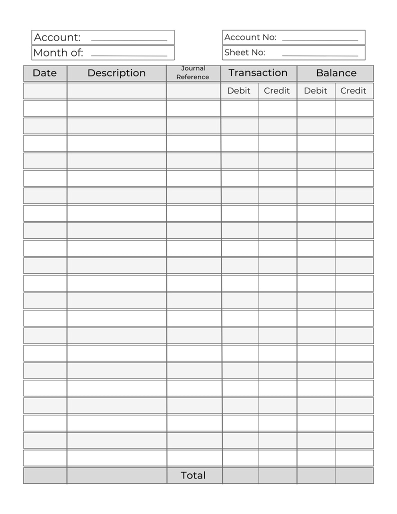 Digital Fillable printable Accounting Ledger (general Ledger and Digital Fillable printable Accounting Ledger (general Ledger and