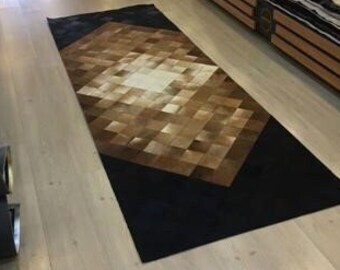 Brown- Black Cowhide Patchwork Rug, Handwoven Cowhide Rug, Beige Cowhide, Natural Carpet, Brown Rug, Home Decor, Rugs For Home