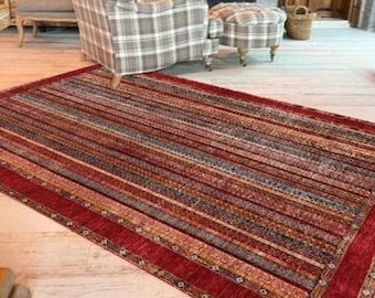Red Wintage Pattern Rug, Red Gray Rug, Washable Area Rugs, Rugs for Living Room, Rug for Bedroom, Digital Print Rug, Modern Rug, Gift Rug