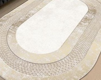 Golden Striped Beige Rug, Beige Gold Rug, Washable Area Rugs, Rugs for ...