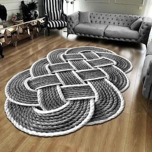 Gray Wicker Model Rug, Gray Digital Print Rug, Washable Area Rugs, Rugs for Living Room, Rug for Bedroom, Modern Rug, Her Gift Rug