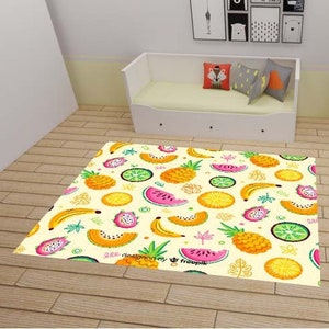 Fruit Pattern Kids Rug, Pineapple With Watermelon Rug, Personalized Rug, Rugs For Kids Room, Art Deco Rug, Colorfull Rug, Best Gift Rug