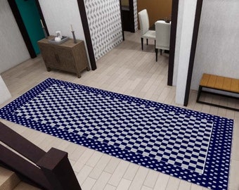 Navy With Blue Striped Rug, Washable Rug, Corridor Rug, Kitchen Rug, Personalized Rug, Custom Rug, Modern Rug, Non Slip, Luxury Runner Rug