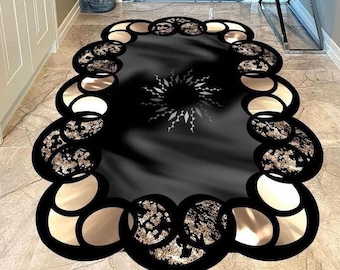 Alfombra de lujo negra con rayas doradas, decoración de lujo en negro y dorado, alfombras para sala de estar y dormitorio, alfombra lavable, alfombra con suela de cuero, alfombra de regalo