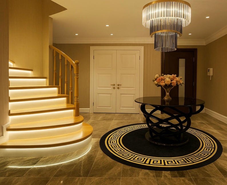Integrated Rugs Luxury Black and Gold Rug, Gold Border Carpet, Elegant Area Rug, Black ...