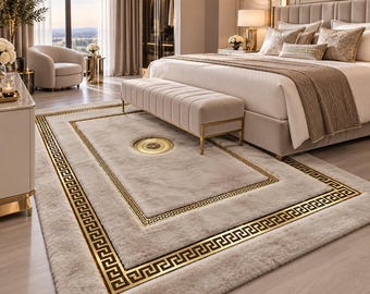 Taupe Fur Carpet, Beige With Gold Fur Rug, Shaggy And Leather Carpet, Faux Fur Rug, Luxury Rug, Rugs For Living Room And Bedroom, Gift Rugg