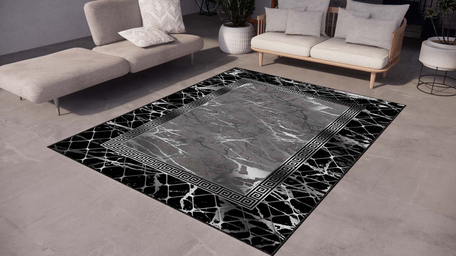 Black Marble Pattern Rug, Washable Area Rugs, Rugs for Living Room, Rug ...