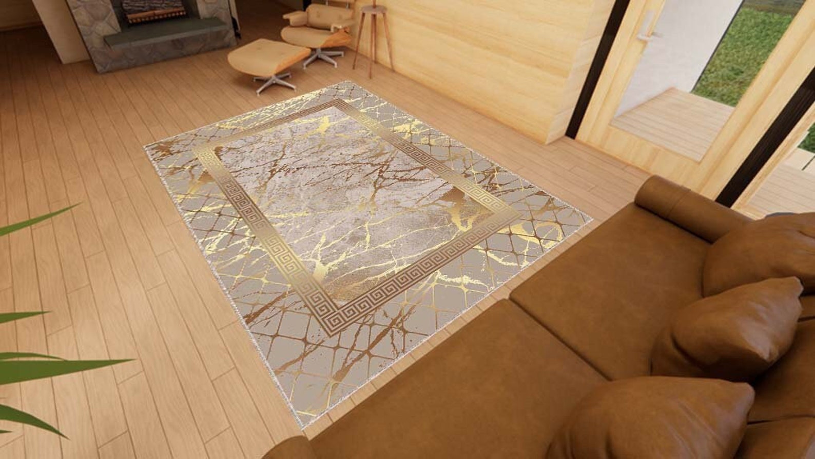 Golden Marble Beige Rug, Beige Gold Rug, Washable Area Rugs, Rugs for ...