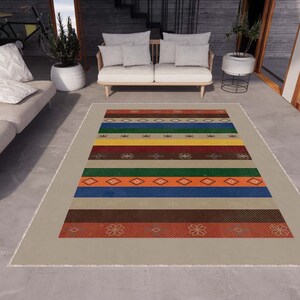 Colorful Vintage Pattern Rug, Washable Area Rugs, Rugs for Living Room, Rug for Bedroom, Digital Print Rug, Modern Rug, Non Slip Rug, Gift