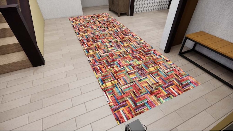 Colorfull Runner Rug, Kitchen Runner Rug, Washable Kitchen Rug, Corridor Rug, Personalized Rug, Custom Rug, Modern Rug, Non Slip Rug, Gift image 1