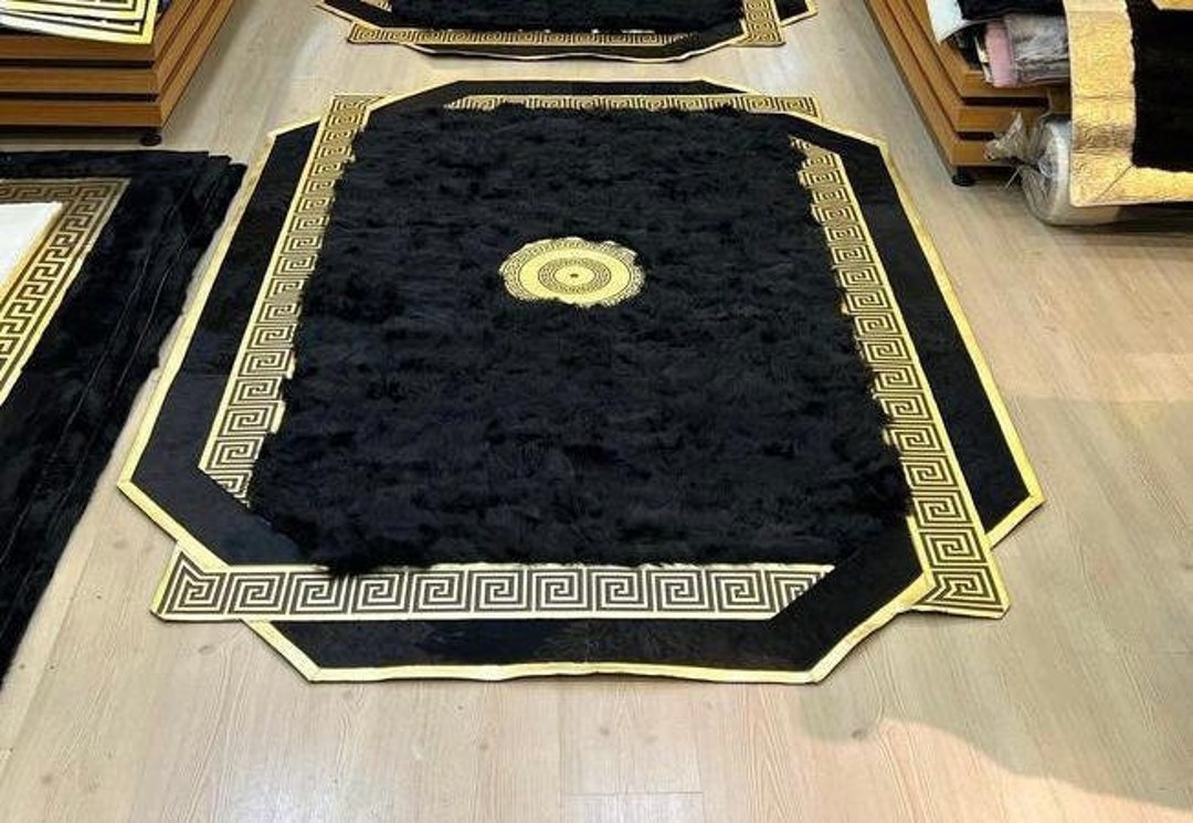 Black Gold Sheepskin Rug Handmade