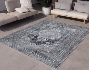 Gray Vintage Rug, Custom Rug, Designer Rug, Rugs for Living Room And Bedroom, Washable Rug, Digital Print Rug, Custom Rug, Personalized Rug