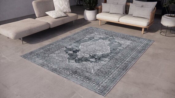 Gray Vintage Rug, Custom Rug, Designer Rug, Rugs for Living Room And Bedroom, Washable Rug, Digital Print Rug, Custom Rug, Personalized Rug