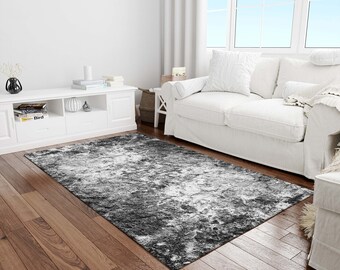 Grauer und schwarzer Marmor Teppich, Waschbarer Teppich, Teppich für Schlafzimmer, Digitaldruck Teppich, Art Deco Teppich, Benutzerdefinierter Teppich, Modeteppich, Geschenkteppich, Benutzerdefinierter Teppich