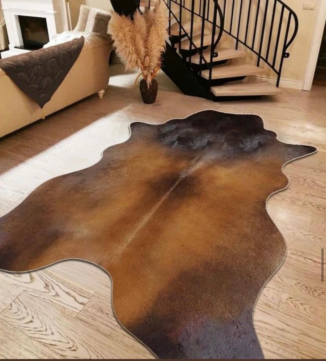 Two Color Cowhide Rug, Speckled Longhorn Cowhide Rug, Brown and Black ...