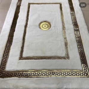 White Fur Carpet, White With Golden Fur Rug, Shaggy And Leather Carpet, Faux Fur Rug, Luxury Rug, Rugs For Living Room And Bedroom, Gift Rug