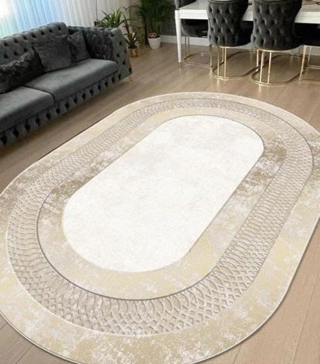 Golden Pattern Beige Rug, Beige Gold Rug, Washable Area Rugs, Rugs for ...