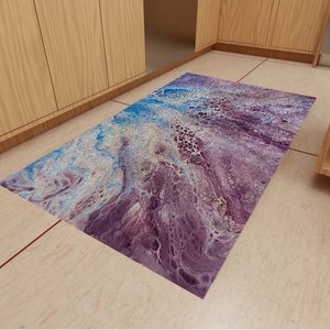 Purple and Blue Rug, Kitchen Rug, Home Decor Rug, Geometric Pattern Rug, Custom Rug, Fashion Modern Rug, Gift Rug, Personalized Rug