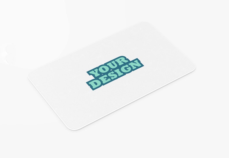 Puede incluir: Una tarjeta blanca con el texto "YOUR DESIGN" en letras azul turquesa.