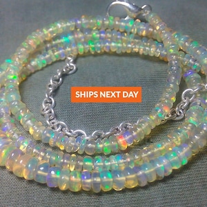 Ethiopian Opal Bracelet, 6+2 Inches Ethiopian Opal Beads Bracelet, Ethiopian Opal Beads, Welo Opal, Rainbow Fire Opal Beads Bracelet For Her