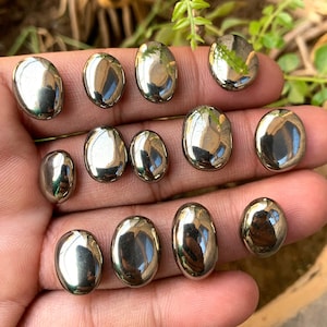 Pyrit Cabochons, natürliche Pyrit Cabochons Lot, ovaler Pyrit Edelstein, Pyrit Cabs, Pyrit Edelstein für Schmuck, ovaler Pyrit Stein