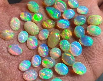 Top Quality Ethiopian Opal Cabochon, Natural Ethiopian Opal Cabochon Lot, Mix Shape Multi Fire Opal, Welo Opal, Opal Gemstone Lot