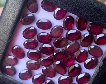 Red Garnet Gemstone: Oval Faceted Cut, AAA Quality, January Birthstone