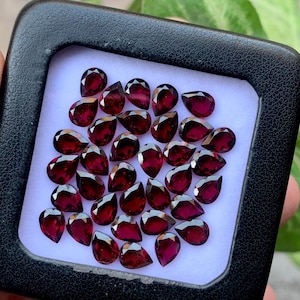 Garnet Gemstone, AAA Quality Pear Natural Red Garnet Gemstone, Pear Shape Faceted Cut Garnet Gemstone, January Birthstone Calibrated Garnet