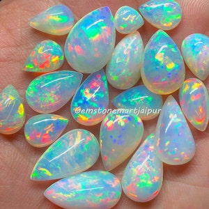 Opal Cabochon Lot, AAA Top Quality Natural Ethiopian Opal Cabochon Lot, Welo Opal Making Jewelry, Pear Shape Opal Mix Quality Opal Lot
