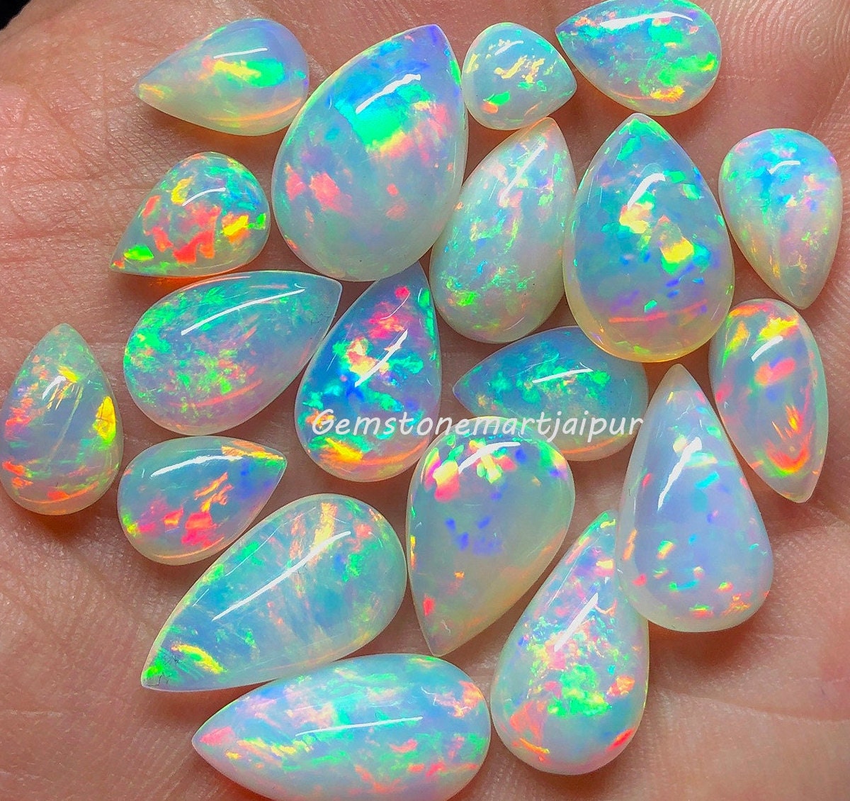 Opal Cabochon Lot, AAA Top Quality Natural Ethiopian Opal Cabochon Lot, Welo Opal Making Jewelry, Pear Shape Opal Mix Quality Opal Lot