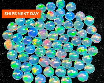 Round Opal Cabochon, AAA Top Natural Ethiopian Opal Cabochon, Ethiopian Welo Opal, MM Size Round Shape Opal Lot, Fire Opal Gemstone