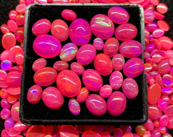 天然ピンクオパール宝石オーバルカボションストーン - エチオピア産