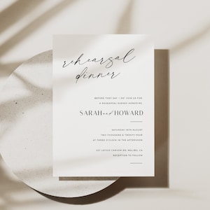 Modern Rehearsal Dinner Invitation, Minimalist Dinner Invite, The Night Before Wedding Rehearsal Invite, Editable Template - VP001