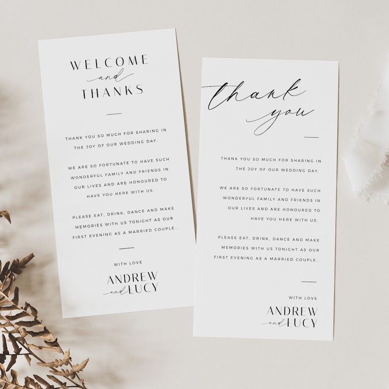 Minimalist Thank You Place Card, Thank You Napkin Note, Printable Thank You, Place Setting Thank You, Editable, Wedding Table VP001 image 4