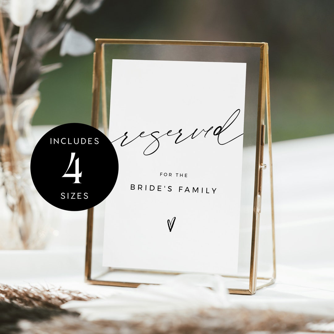 Minimalist Reserved Signs Template, Wedding Reserved Cards, Modern Minimalist Reserved Signs Template, Wedding Reserved Cards, Modern