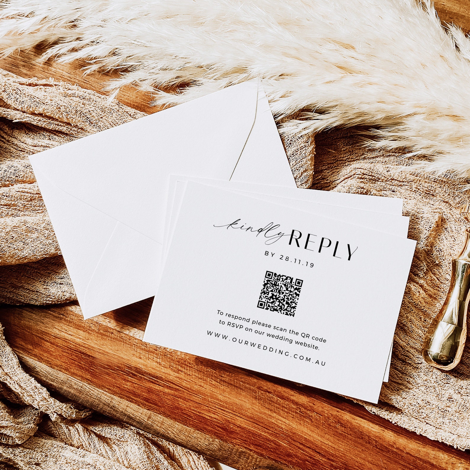 QR Code Response Card, RSVP Online, Modern Wedding Reply Card ...