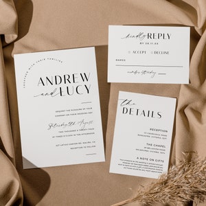 Printable Wedding Invitation with Qr Code, Minimalist Wedding Invite Suite, Minimal Invite, Simple Editable Invite Template VP001 image 10